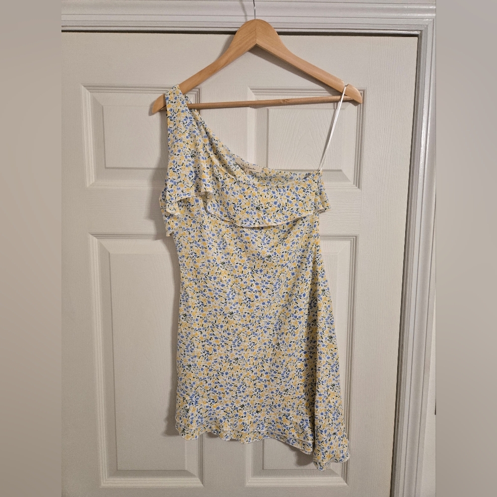 Et Clet Floral One-Shoulder Dress in Yellow and Blue Size Small NWT